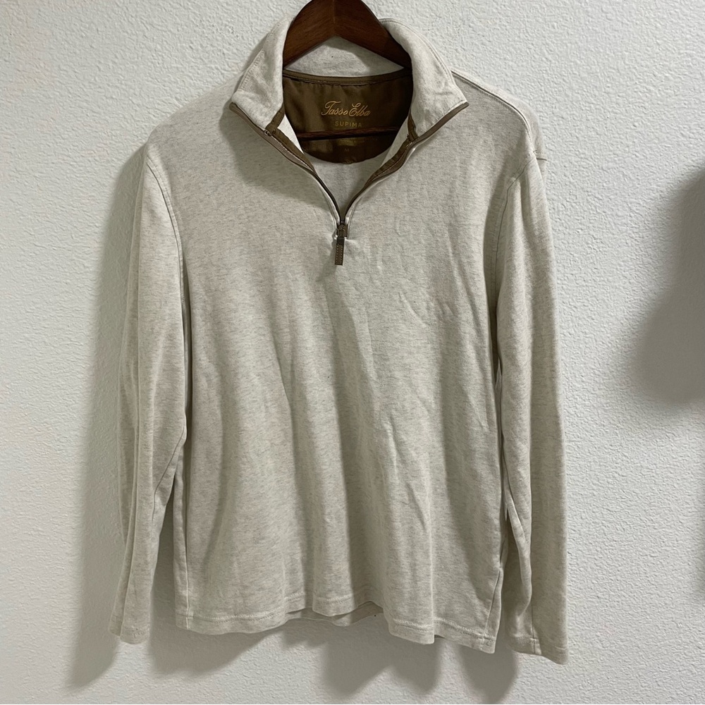 Tasso Elba 100% Cotton Knit 1/4 quarter zip Pullover Sweater